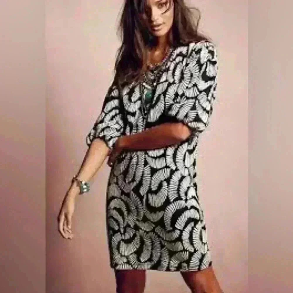 Anthropologie Black and White Mini Dress